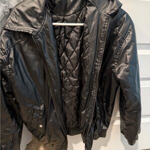 Black Quilted Bomber Jacket